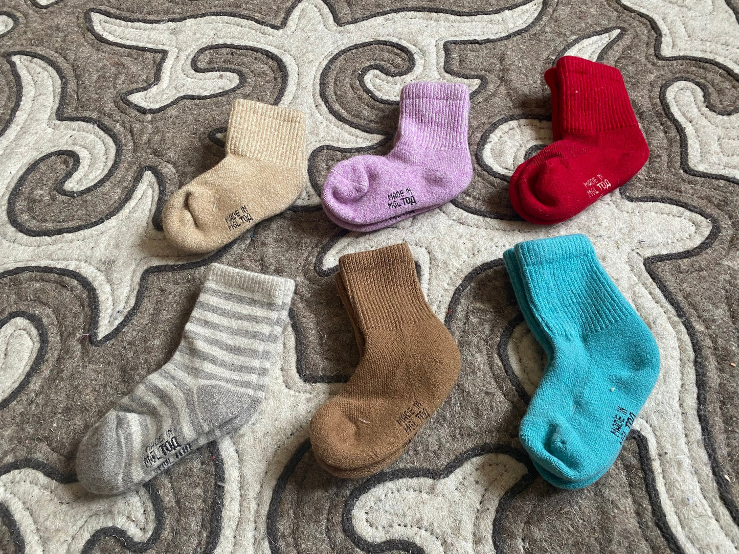 2 PAIRS Mongolian Children 70% Cashmere Socks