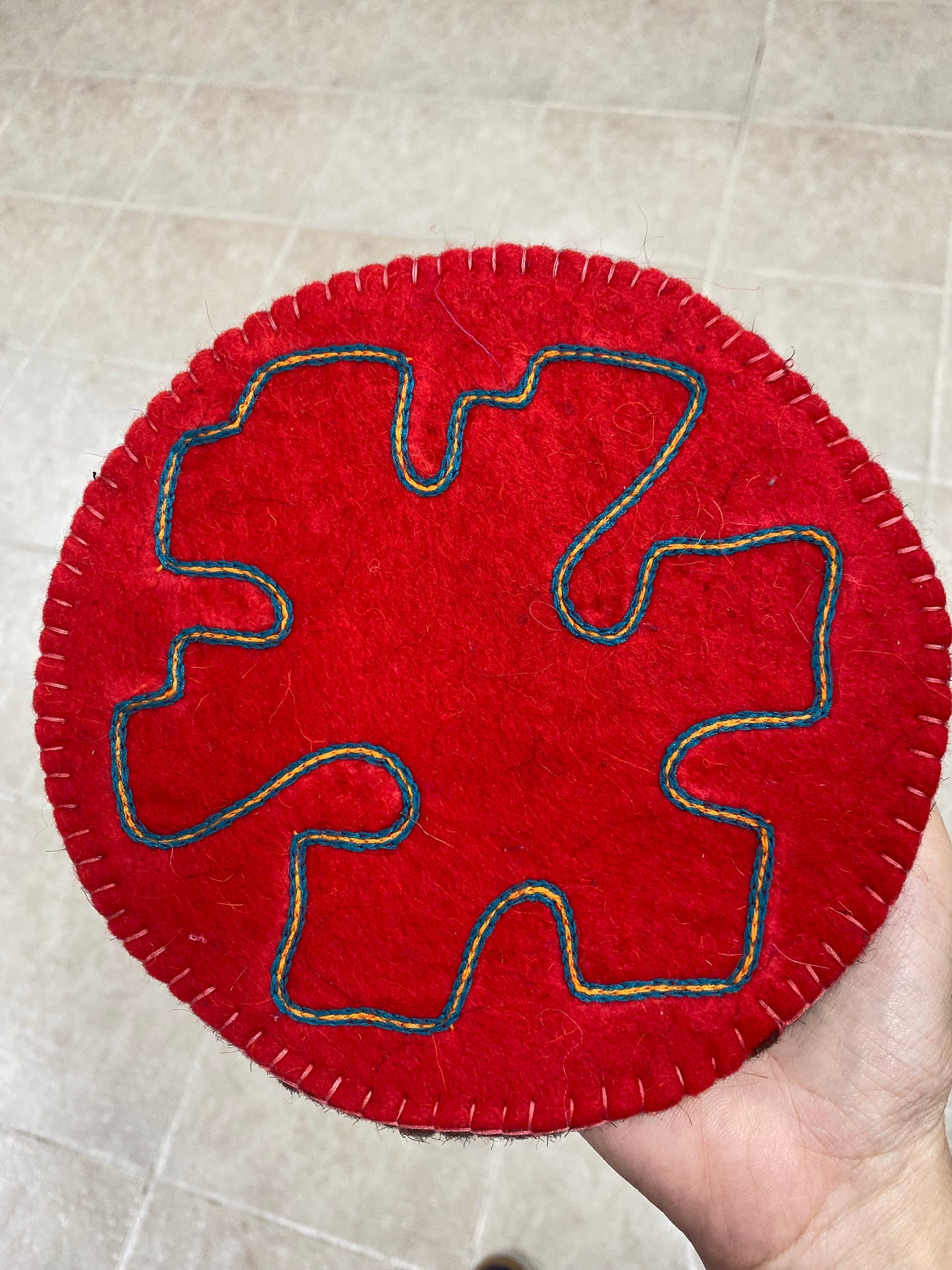 Extra Small Shyrdak Rug Felt Rounded